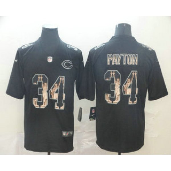 Men's Chicago Bears #34 Walter Payton Black Statue Of Liberty Stitched NFL Nike Limited Jersey