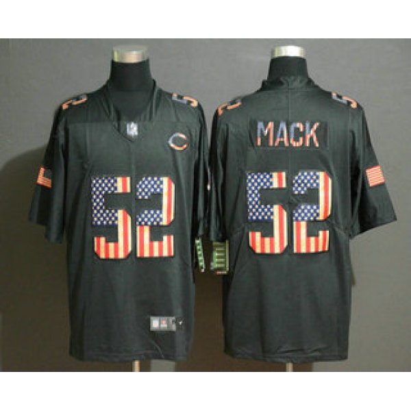 Men's Chicago Bears #52 Khalil Mack 2019 Black Salute To Service USA Flag Fashion Limited Jersey