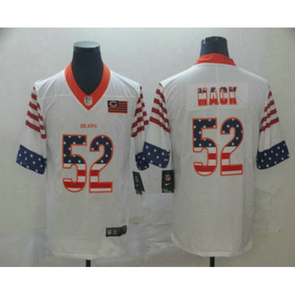 Men's Chicago Bears #52 Khalil Mack White Independence Day Stars Stripes Jersey