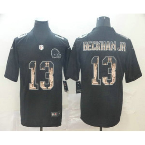 Men's Cleveland Browns #13 Odell Beckham Jr Black Statue Of Liberty Stitched NFL Nike Limited Jersey