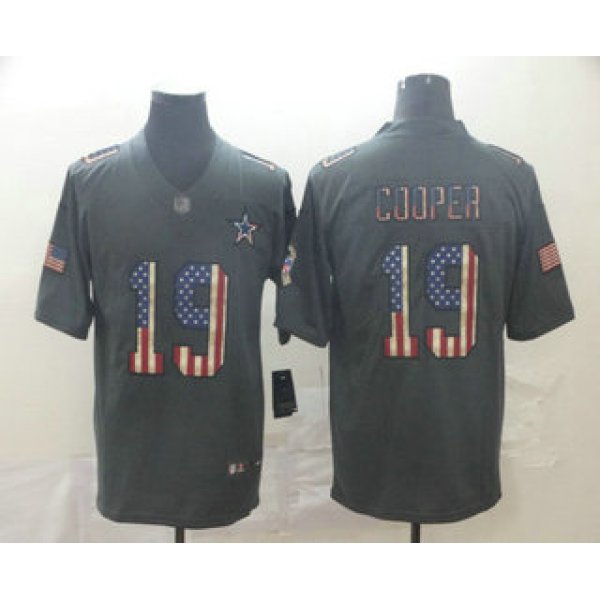 Men's Dallas Cowboys #19 Amari Cooper 2019 Black Salute To Service USA Flag Fashion Limited Jersey