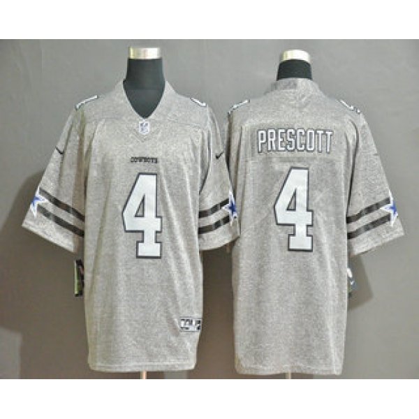 Men's Dallas Cowboys #4 Dak Prescott 2019 Gray Gridiron Vapor Untouchable Stitched NFL Nike Limited Jersey