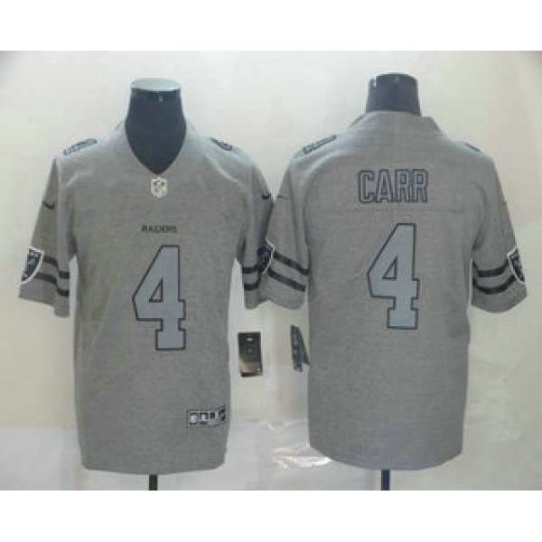 Men's Oakland Raiders #4 Derek Carr 2019 Gray Gridiron Vapor Untouchable Stitched NFL Nike Limited Jersey