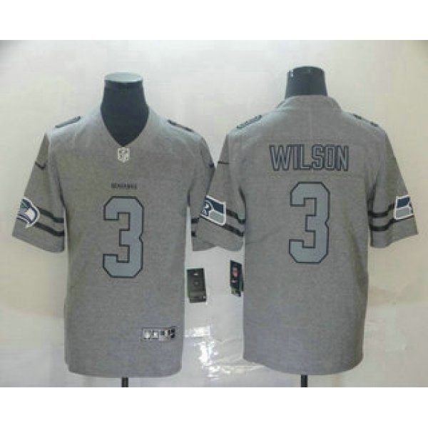 Men's Seattle Seahawks #3 Russell Wilson 2019 Gray Gridiron Vapor Untouchable Stitched NFL Nike Limited Jersey
