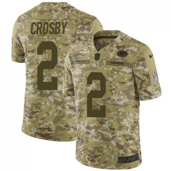 Nike Packers #2 Mason Crosby Camo Men's Stitched NFL Limited 2018 Salute To Service Jersey