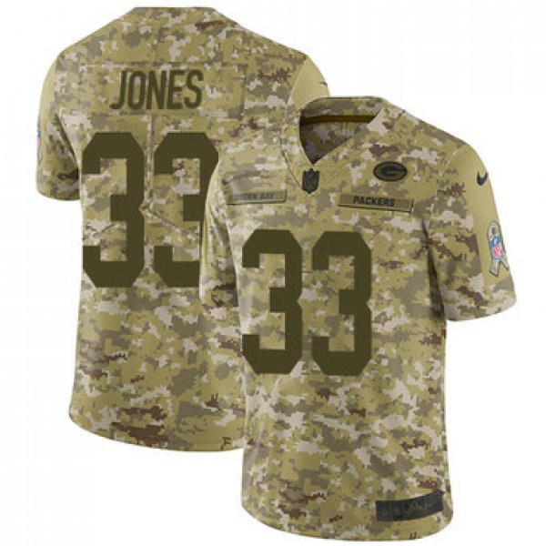 Nike Packers #33 Aaron Jones Camo Men's Stitched NFL Limited 2018 Salute To Service Jersey