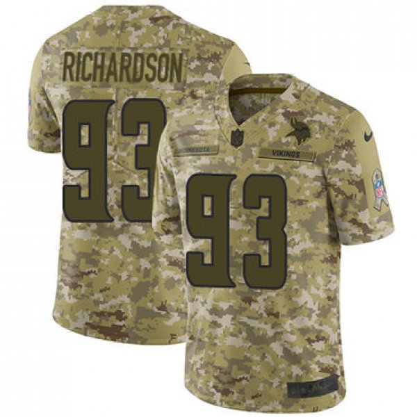 Nike Vikings #93 Sheldon Richardson Camo Men's Stitched NFL Limited 2018 Salute To Service Jersey