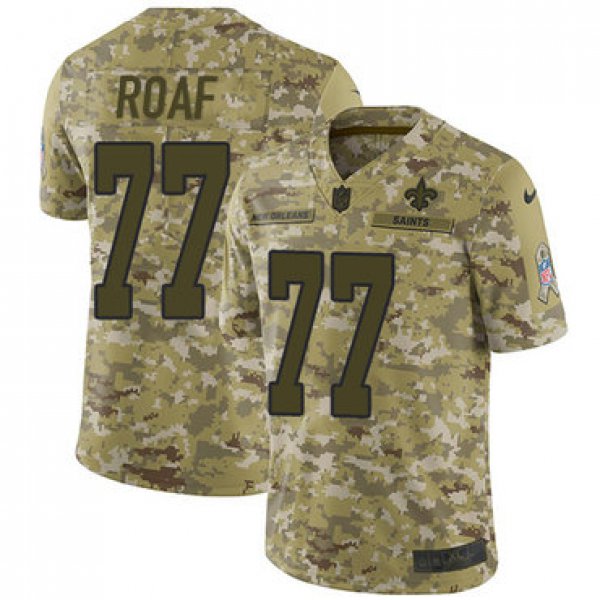 Nike Saints #77 Willie Roaf Camo Men's Stitched NFL Limited 2018 Salute To Service Jersey