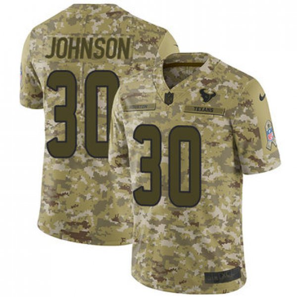 Nike Texans #30 Kevin Johnson Camo Men's Stitched NFL Limited 2018 Salute To Service Jersey