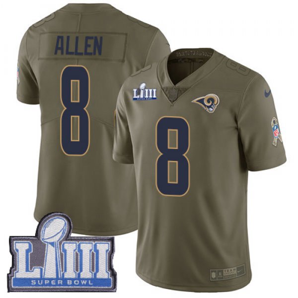 Men's Los Angeles Rams #8 Brandon Allen Olive Nike NFL 2017 Salute to Service Super Bowl LIII Bound Limited Jersey