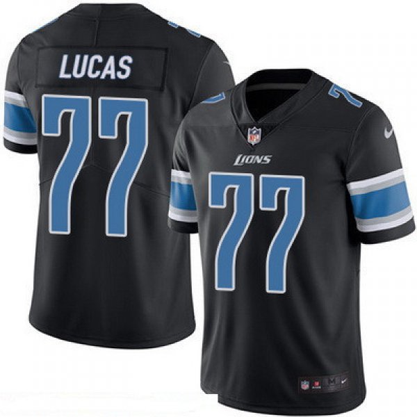 Men's Detroit Lions #77 Cornelius Lucas Black 2016 Color Rush Stitched NFL Nike Limited Jersey