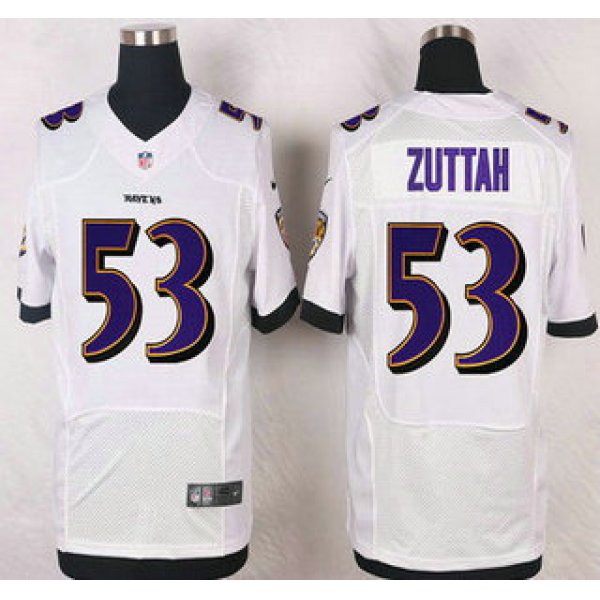 Baltimore Ravens #53 Jeremy Zuttah White Road NFL Nike Elite Jersey