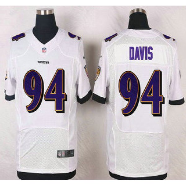Baltimore Ravens #94 Carl Davis White Road NFL Nike Elite Jersey