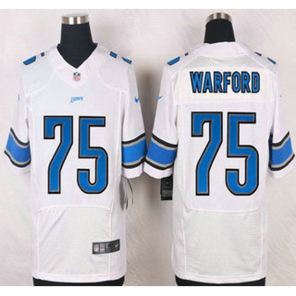 Detroit Lions #75 Larry Warford White Road NFL Nike Elite Jersey