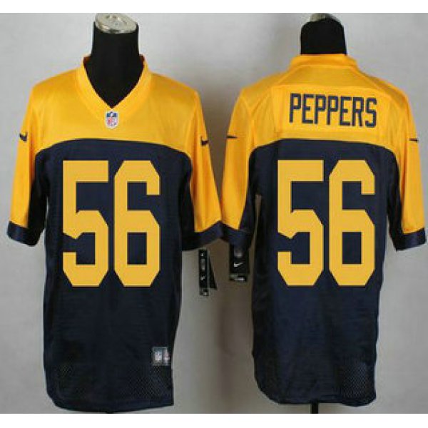 Green Bay Packers #56 Julius Peppers Navy Blue With Gold NFL Nike Elite Jersey