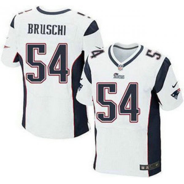 New England Patriots #54 Tedy Bruschi White Retired Player NFL Nike Elite Jersey