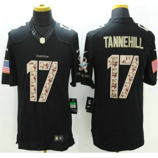 Miami Dolphins #17 Ryan Tannehill Nike Salute to Service Nike Black Limited Jersey
