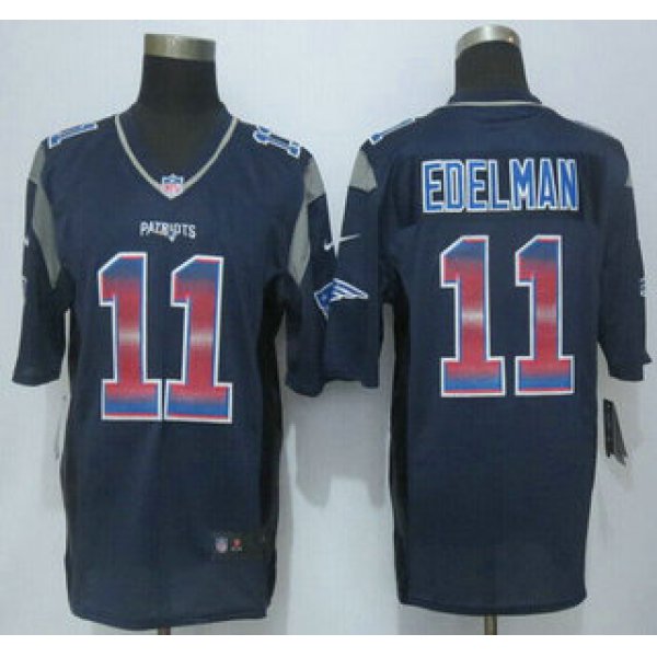 New England Patriots #11 Julian Edelman Navy Blue Strobe 2015 NFL Nike Fashion Jersey