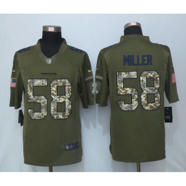 Men's Denver Broncos #58 Von Miller Green Salute To Service 2015 NFL Nike Limited Jersey