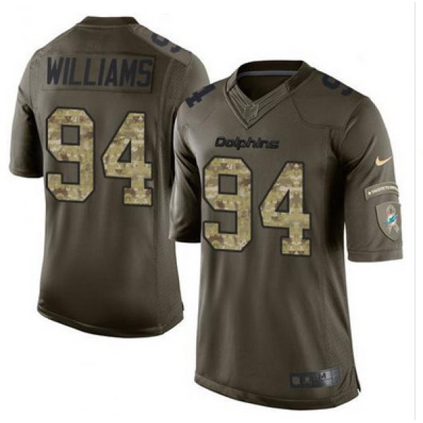 Nike Dolphins #94 Mario Williams Green Men's Stitched NFL Limited Salute to Service Jersey