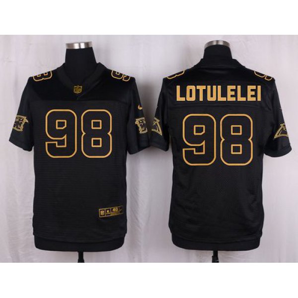 Nike Panthers #98 Star Lotulelei Black Men's Stitched NFL Elite Pro Line Gold Collection Jersey