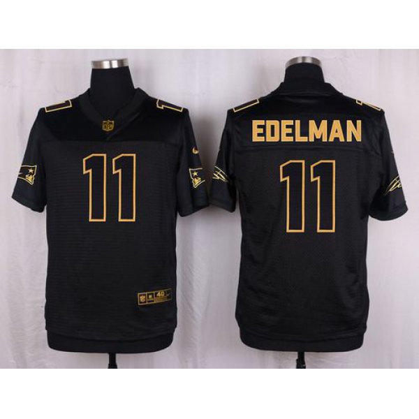 Nike Patriots #11 Julian Edelman Black Men's Stitched NFL Elite Pro Line Gold Collection Jersey