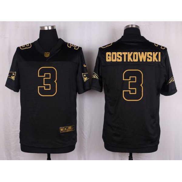 Nike Patriots #3 Stephen Gostkowski Black Men's Stitched NFL Elite Pro Line Gold Collection Jersey