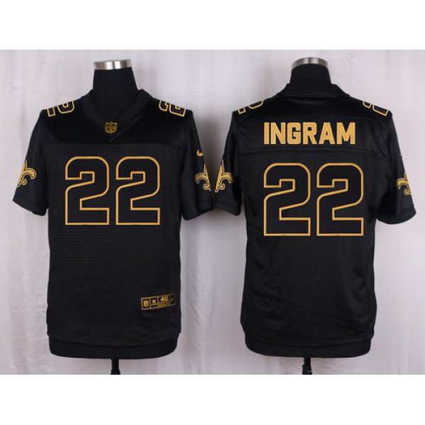 Nike Saints #22 Mark Ingram Black Men's Stitched NFL Elite Pro Line Gold Collection Jersey