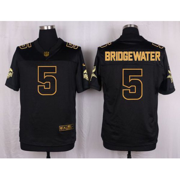 Nike Vikings #5 Teddy Bridgewater Black Men's Stitched NFL Elite Pro Line Gold Collection Jersey