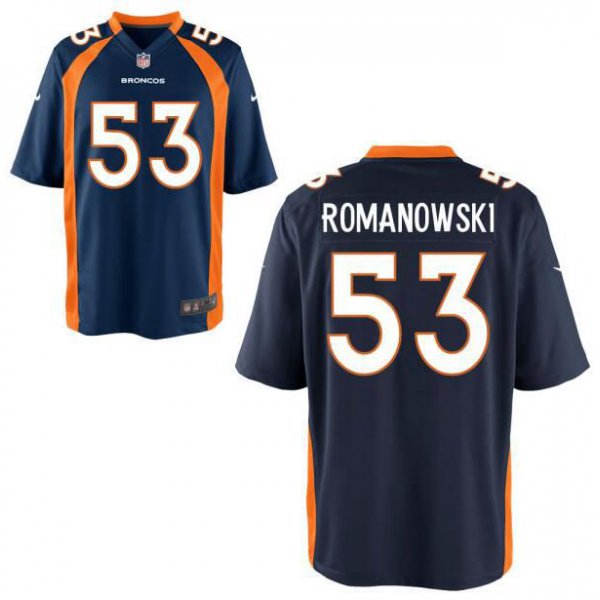 Men's Denver Broncos Retired Player #53 Bill Romanowski Blue NFL Nike Elite Jersey