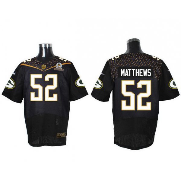 Men's Green Bay Packers #52 Clay Matthews Black 2016 Pro Bowl Nike Elite Jersey