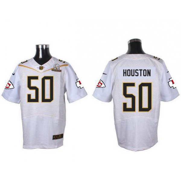 Men's Kansas City Chiefs #50 Justin Houston White 2016 Pro Bowl Nike Elite Jersey