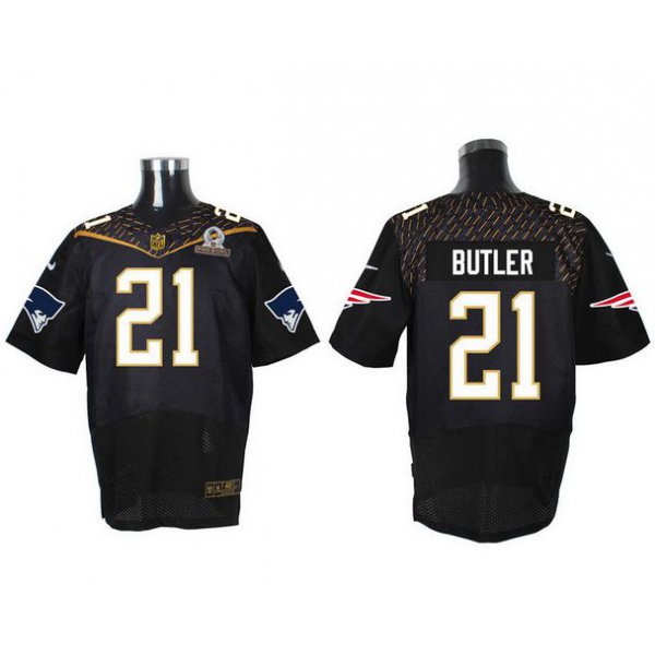 Men's New England Patriots #21 Malcolm Butler Black 2016 Pro Bowl Nike Elite Jersey