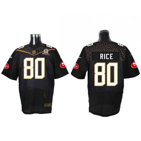 Men's San Francisco 49ers #80 Jerry Rice Black 2016 Pro Bowl Nike Elite Jersey