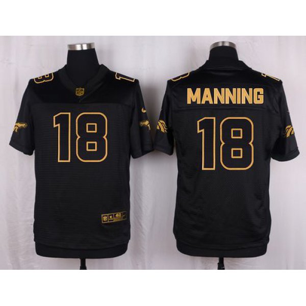 Nike Broncos #18 Peyton Manning Black Men's Stitched NFL Elite Pro Line Gold Collection Jersey