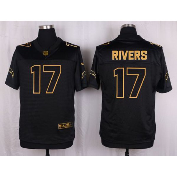 Nike Chargers #17 Philip Rivers Black Men's Stitched NFL Elite Pro Line Gold Collection Jersey