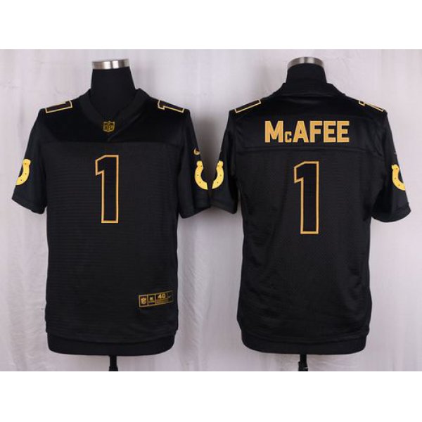 Nike Colts #1 Pat McAfee Black Men's Stitched NFL Elite Pro Line Gold Collection Jersey