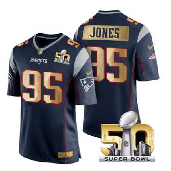 Pro Order New England Patriots Jersey 95 Chandler Jones Navy Blue Super Bowl Limited Jerseys