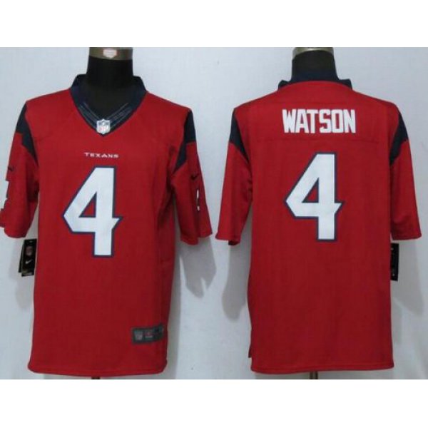 Men's 2017 NFL Draft Houston Texans #4 Deshaun Watson Red Team Color Stitched NFL Nike Limited Jersey