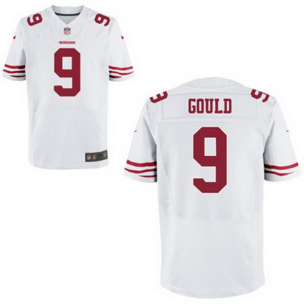 Men's San Francisco 49ers #9 Robbie Gould White Road Stitched NFL Nike Elite Jersey