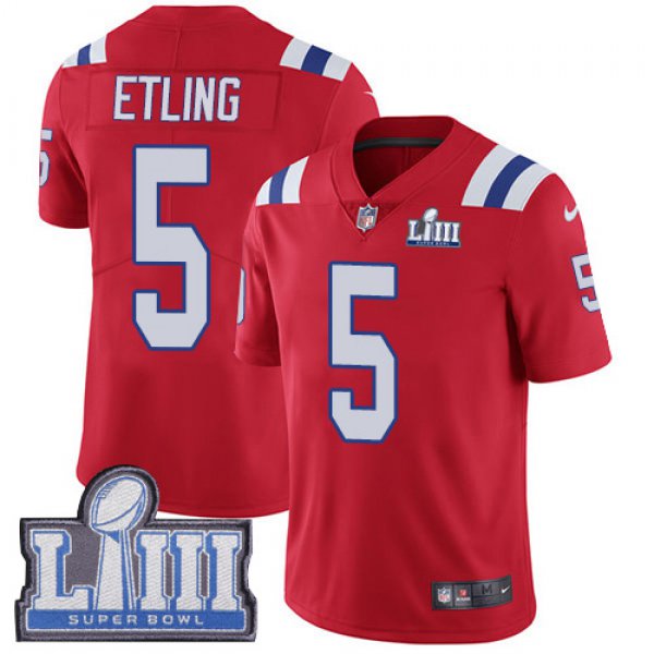 #5 Limited Danny Etling Red Nike NFL Alternate Men's Jersey New England Patriots Vapor Untouchable Super Bowl LIII Bound