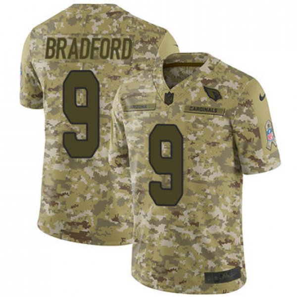 Nike Cardinals #9 Sam Bradford Camo Men's Stitched NFL Limited 2018 Salute to Service Jersey