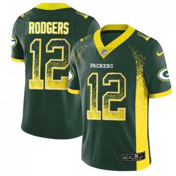 Nike Green Bay Packers #12 Aaron Rodgers Green Team Color Men's Stitched NFL Limited Rush Drift Fashion Jersey