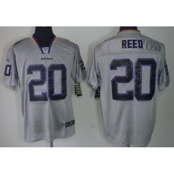 Nike Baltimore Ravens #20 Ed Reed Lights Out Gray Elite Jersey