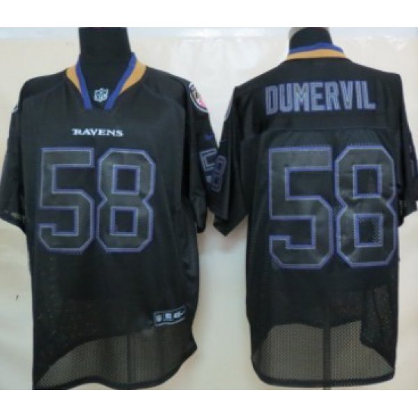 Nike Baltimore Ravens #58 Elvis Dumervil Lights Out Black Elite Jersey