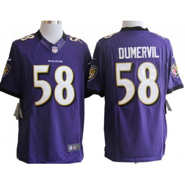 Nike Baltimore Ravens #58 Elvis Dumervil Purple Limited Jersey