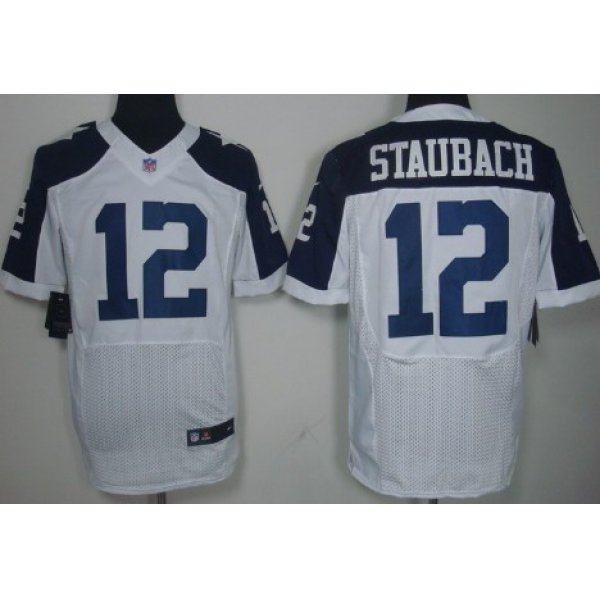 Nike Dallas Cowboys #12 Roger Staubach White Thanksgiving Elite Jersey