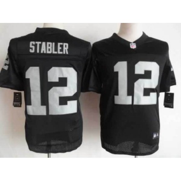 Nike Oakland Raiders #12 Ken Stabler Black Elite Jersey