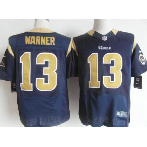 Nike St. Louis Rams #13 Kurt Warner Navy Blue Elite Jersey