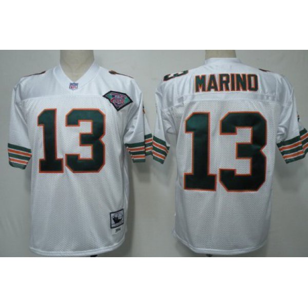 Miami Dolphins #13 Dan Marino White 75TH Throwback Jersey